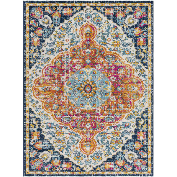Langley Street Hibner Oriental Saffron/Navy/Pink Area Rug & Reviews